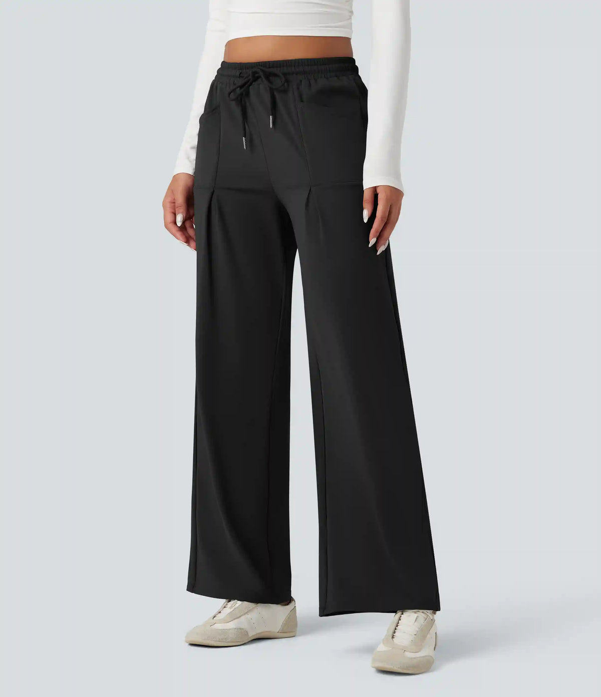 Halara Flex™ DayStretch Mid Rise Drawstring Wide Leg Work Pants with Pockets