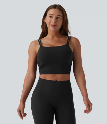 Halara UltraSculpt™ Double Straps Twisted Backless Cropped Built-in Bra Yoga Tank Top DD-F Cups