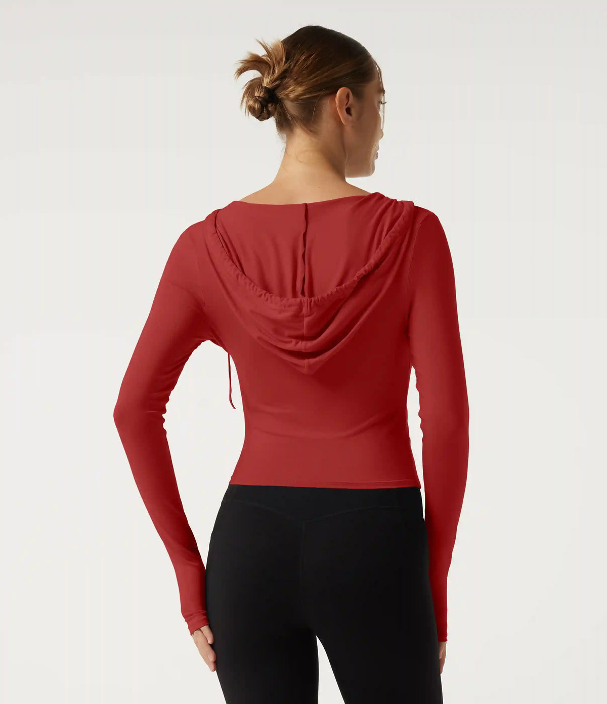 Hooded Long Sleeve Crossover Ruched Yoga Sweatshirt