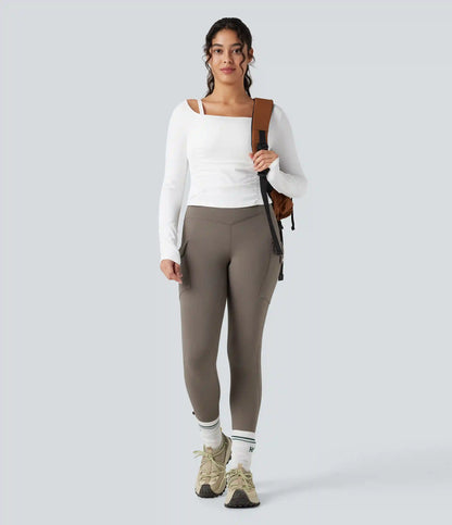 High Waisted Tummy Control Fleece Hiking Leggings with Pockets