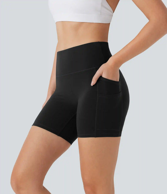 SoftlyZero™ High Waisted Double Pockets Yoga Biker Shorts 5''