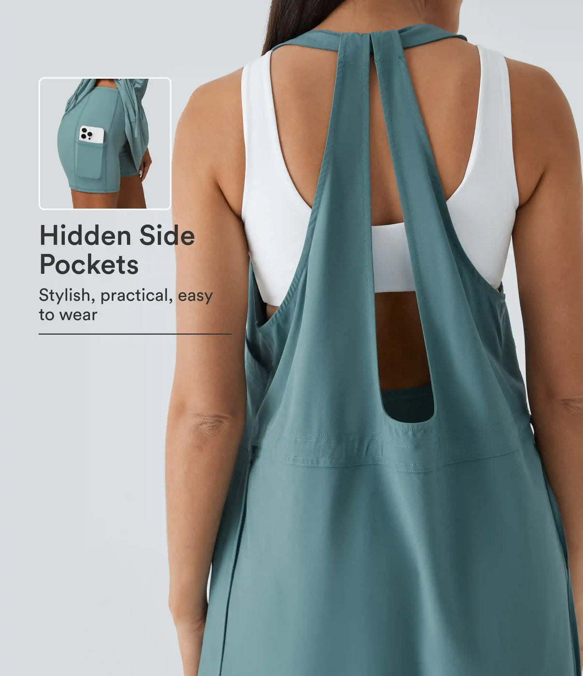 Breezeful™ Pockets Drawstring 2-Piece Quick Dry Mini Hiking Active Dress