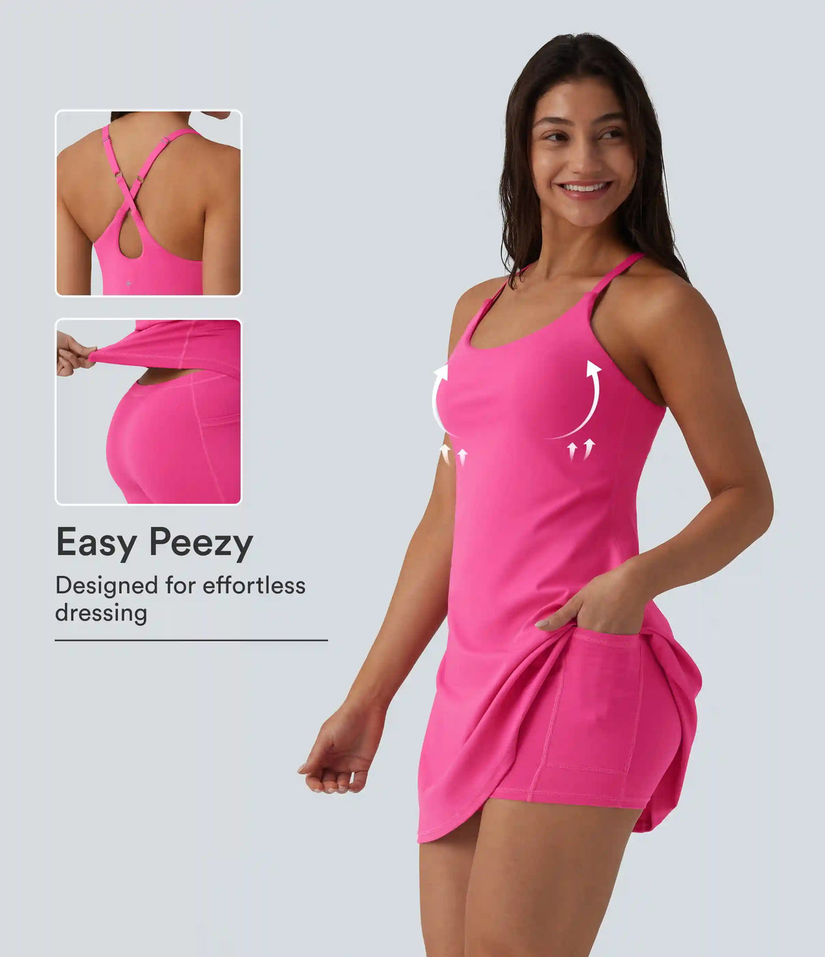 SoftlyZero™ Plush Push-Up Adjustable Straps Crisscross Backless Built-in Bra Dance Active Dress-Easy Peezy Edition