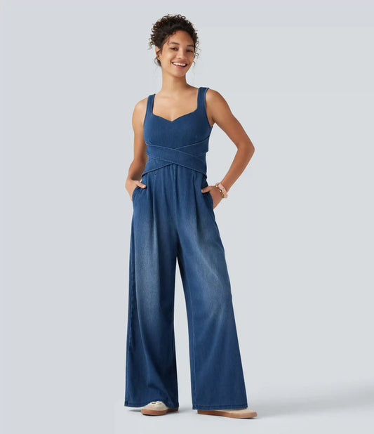 Halara Flex™ Built-in Bra Denim Casual Jumpsuit with Pockets-Easy Peezy Edition