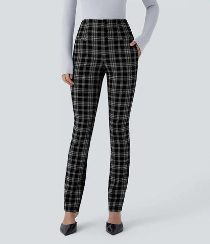 Halara Flex™ High Waisted Houndstooth Plaid Skinny Work Pants with Pockets