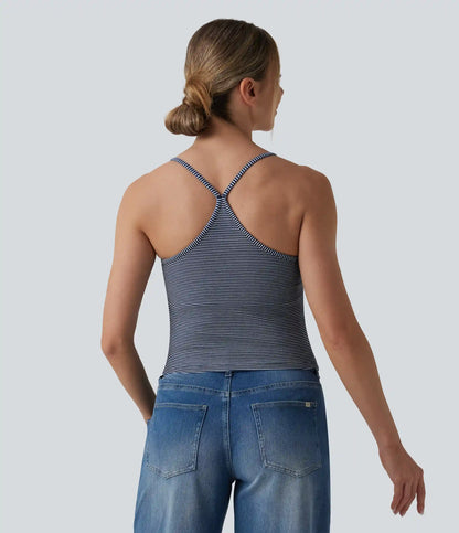 Halara Flex™ U-Neck Built-in Bra Stripes Denim Casual Cami Top