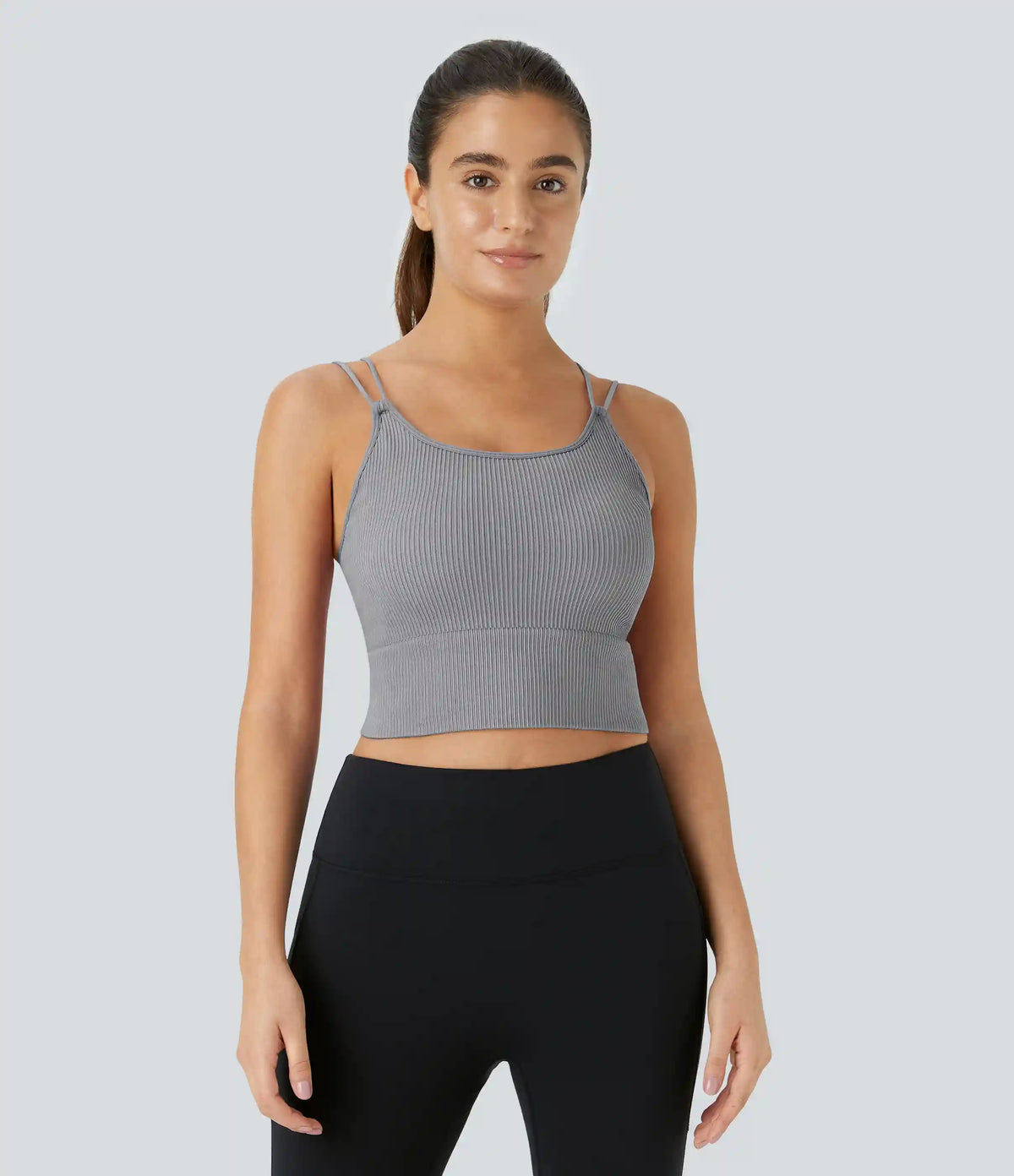OneForm Seamless Flow Double Straps V Back Cropped Running Cami Top