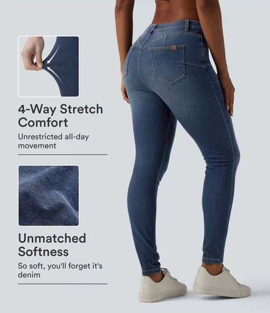 Halara Flex™ Curvy Mid Rise Skinny Casual Jeans with Pockets