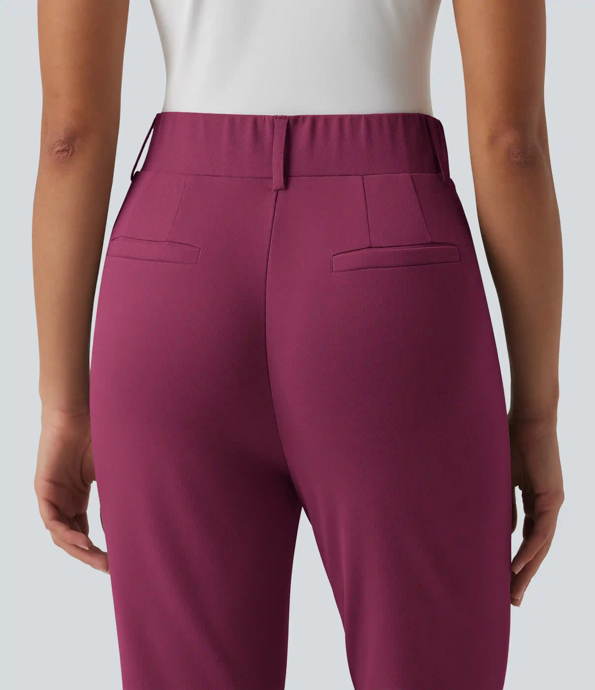High Waisted Tapered Crepe Golf Pants with Pockets