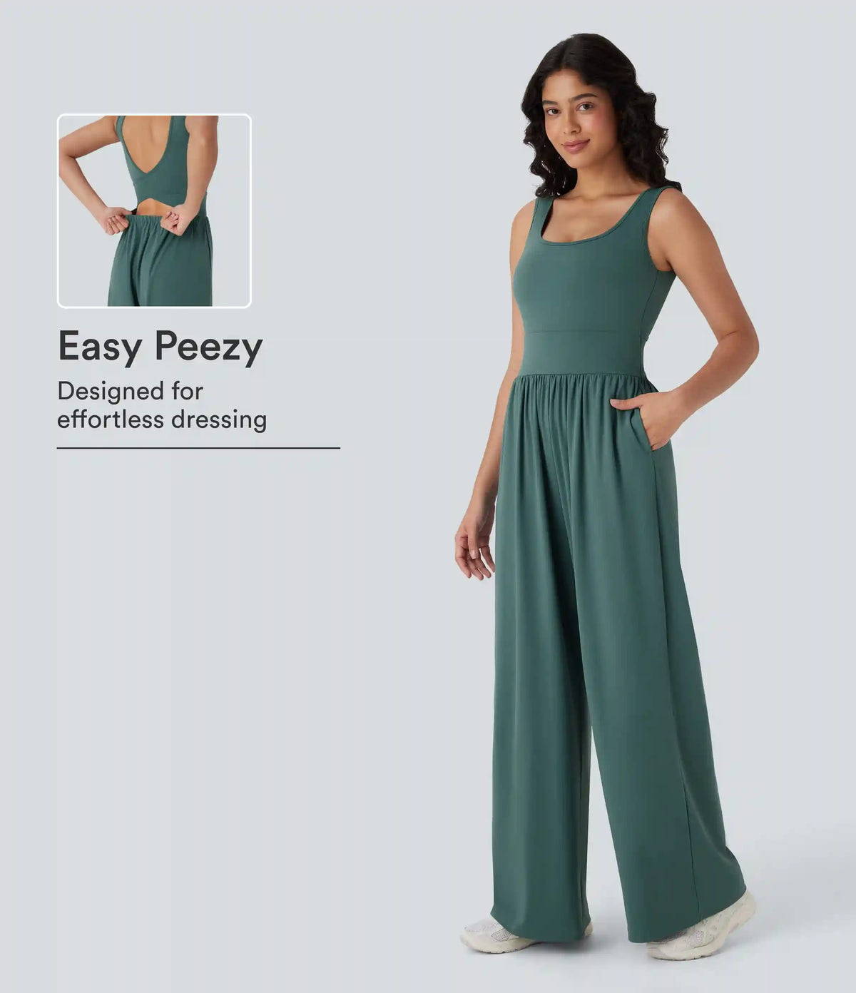 SoftlyZero™ Airy Wide Leg InstantCool Yoga Jumpsuit with Pockets-Easy Peezy