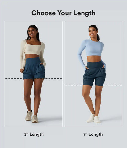 SoftlyZero™ Airy High Waisted Ruched InstantCool Yoga Shorts 7'' with Pockets