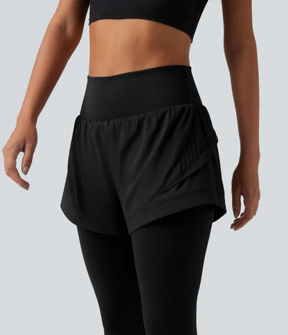 Breezeful™ High Waisted Tummy Control 2-in-1 Quick Dry Running Pants with Pockets