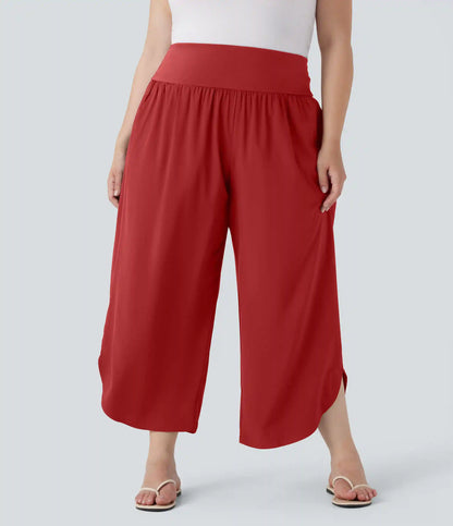 Plus Size Breezeful™ High Waisted Tummy Control Hem Quick Dry Pants with Pockets