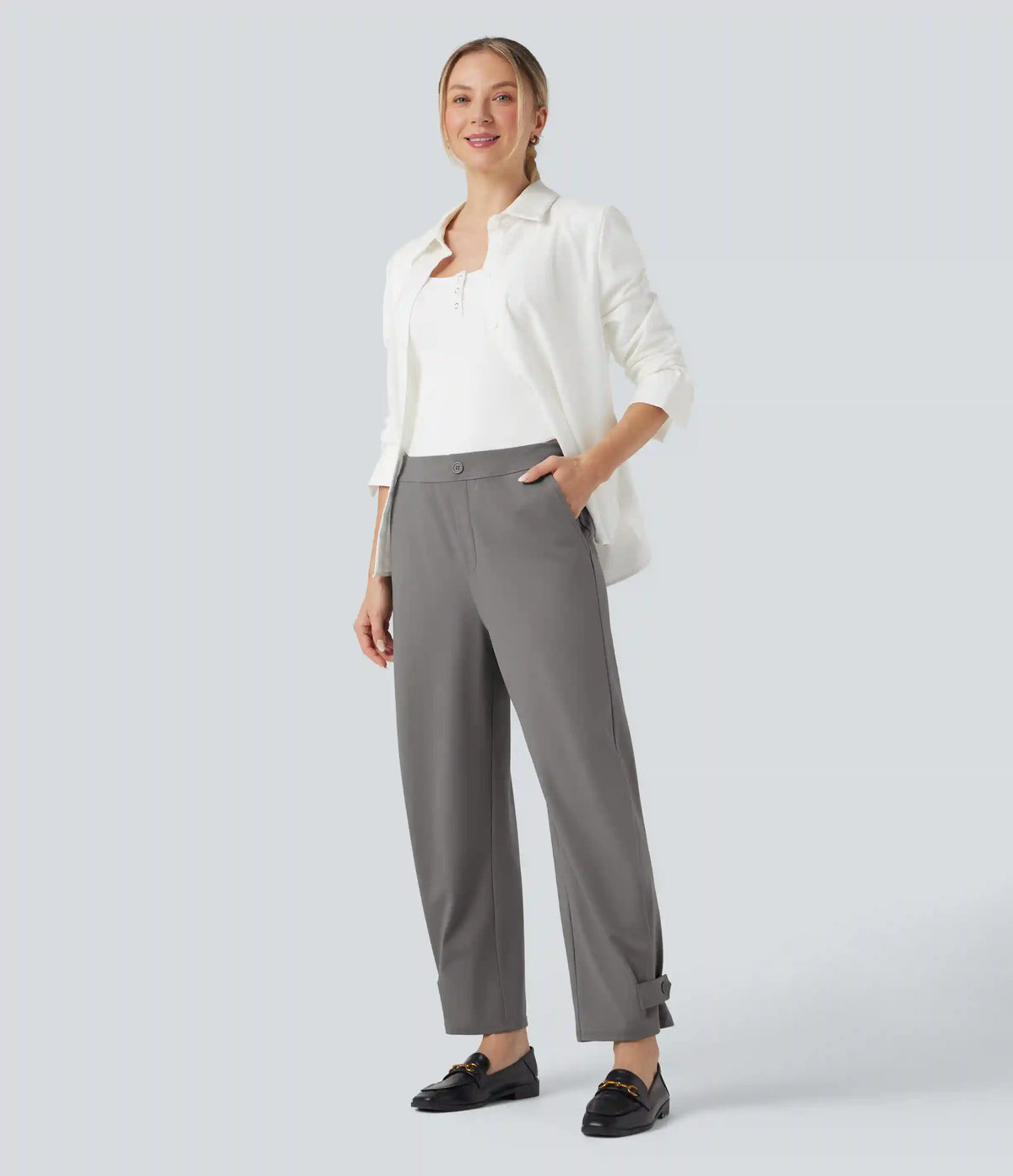Halara Flex™ DayStretch Mid Rise Adjustable Pant Width Work Tapered Pants with Pockets