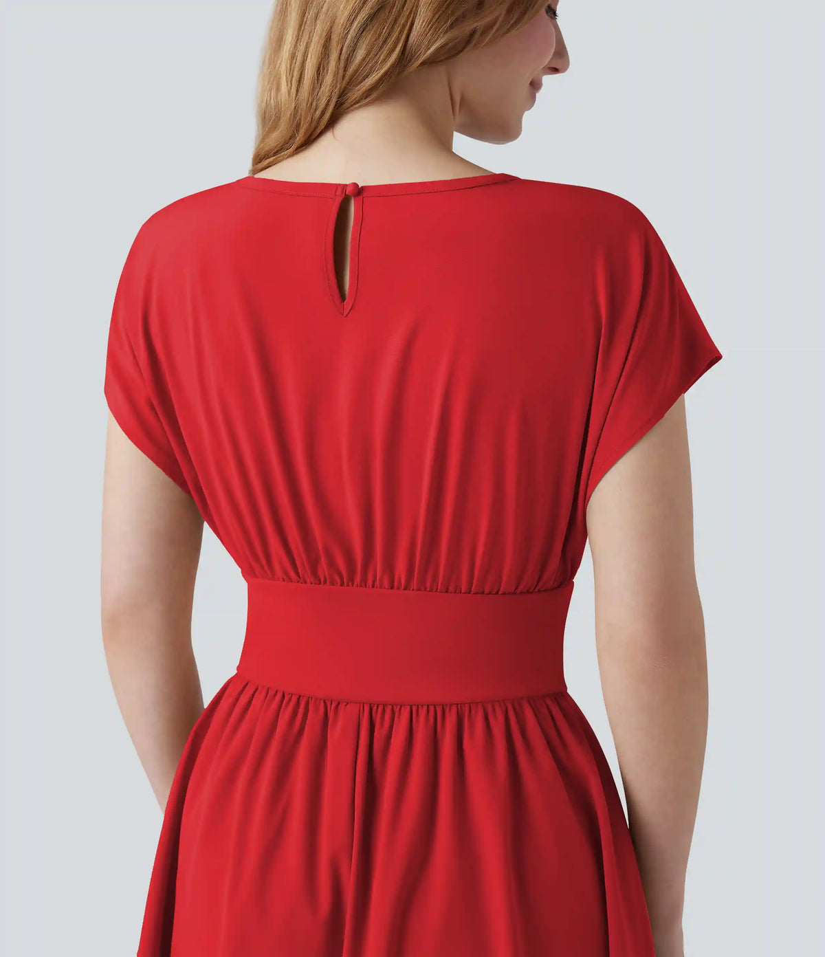 Breezeful™ Batwing Short Sleeve Flowy Quick Dry Mini Work Dress with Pockets