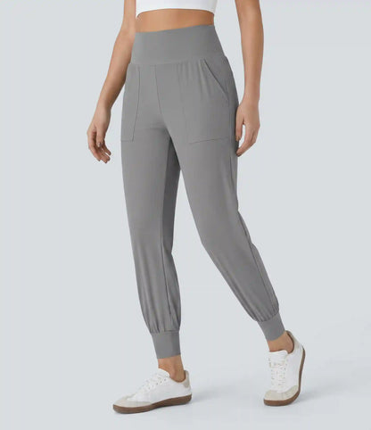 High Waisted Plain Pocket Casual Joggers