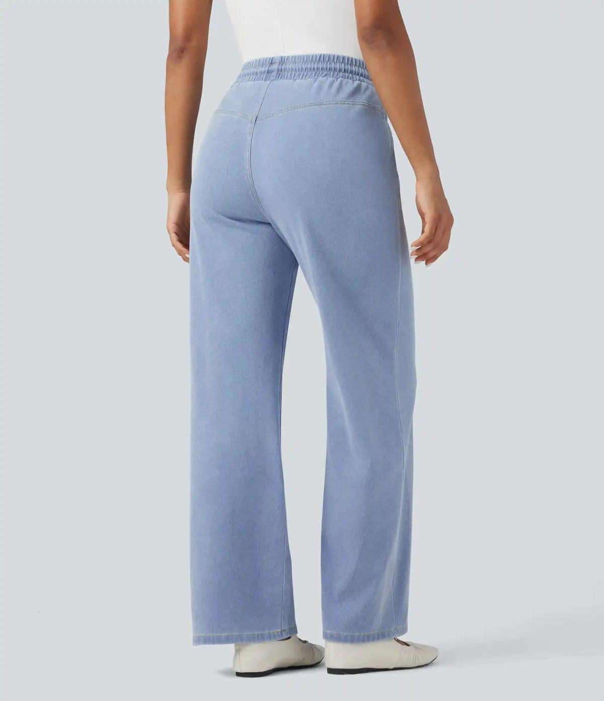 Halara Flex™ High Waisted Drawstring Wide Leg InstantCool Stretchy Knit Casual Sweatpants Jeans with Pockets