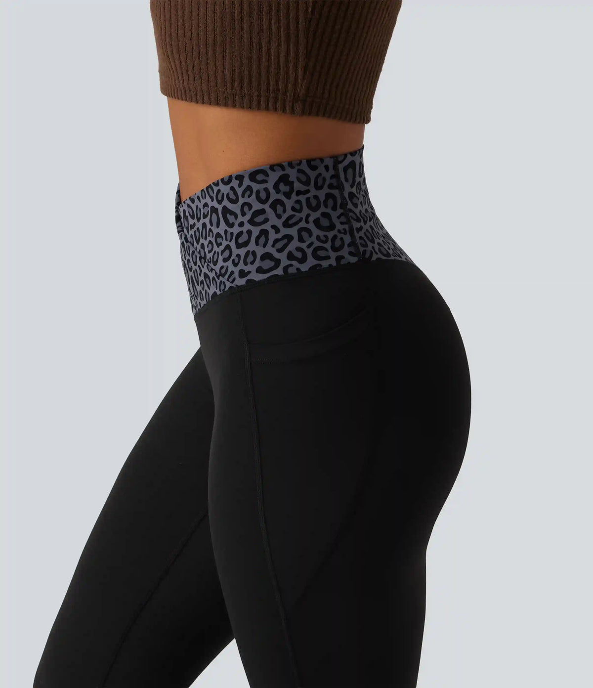 Halara UltraSculpt™ Leopard Print High Waisted Crossover InstantCool Casual Flare Pants with Pockets