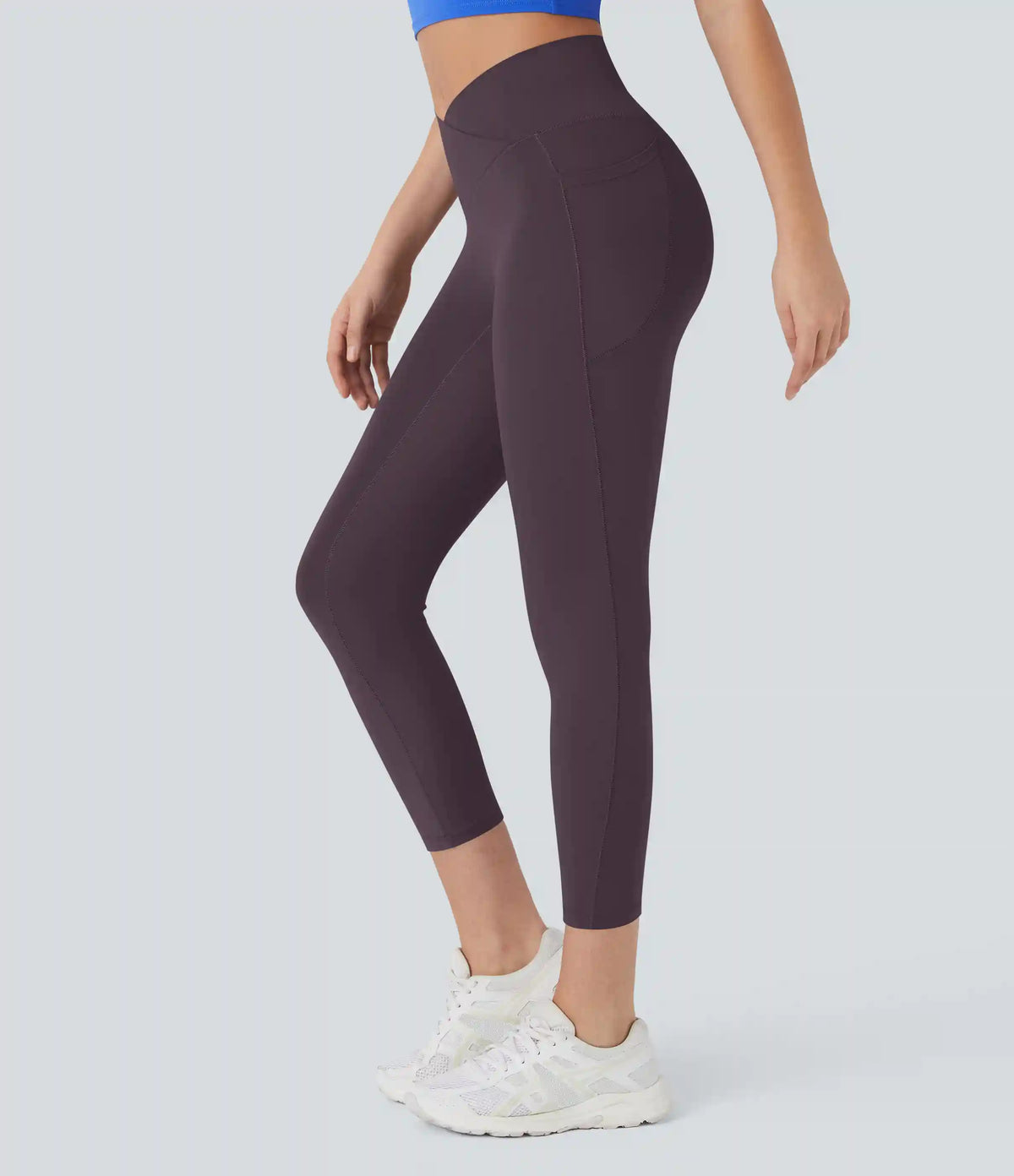 SoftlyZero™ High Waisted Crossover Pocket Capri Yoga Leggings