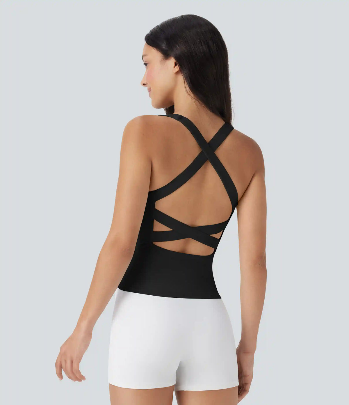 SoftlyZero™ Airy Square Neck Cropped InstantCool Running Tank Top-Longer Length