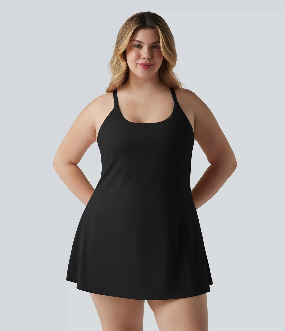 SoftlyZero™ Plush Push-Up Adjustable Straps Crisscross Backless Built-in Bra Dance Plus Size Active Dress-Easy Peezy Edition