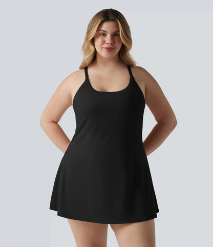 SoftlyZero™ Plush Push-Up Adjustable Straps Crisscross Backless Built-in Bra Dance Plus Size Active Dress-Easy Peezy Edition