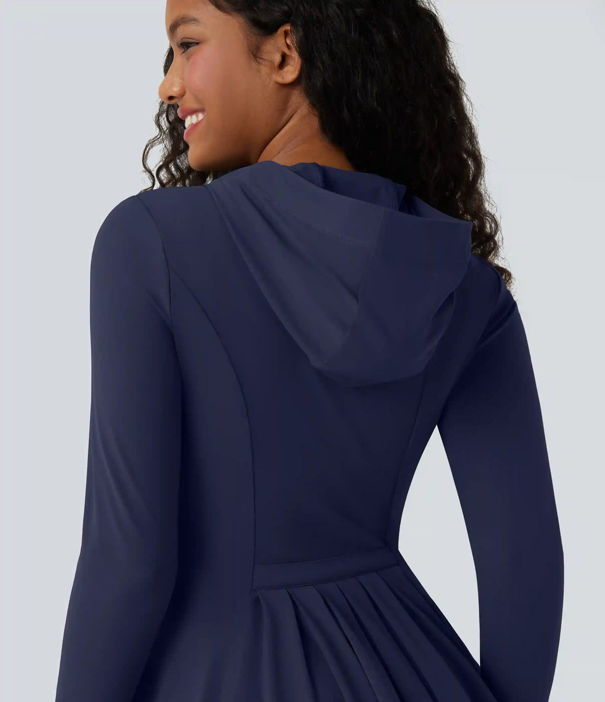 SoftlyZero™ Hooded Long Sleeve Thumb Hole Pleated Jacket with Pockets