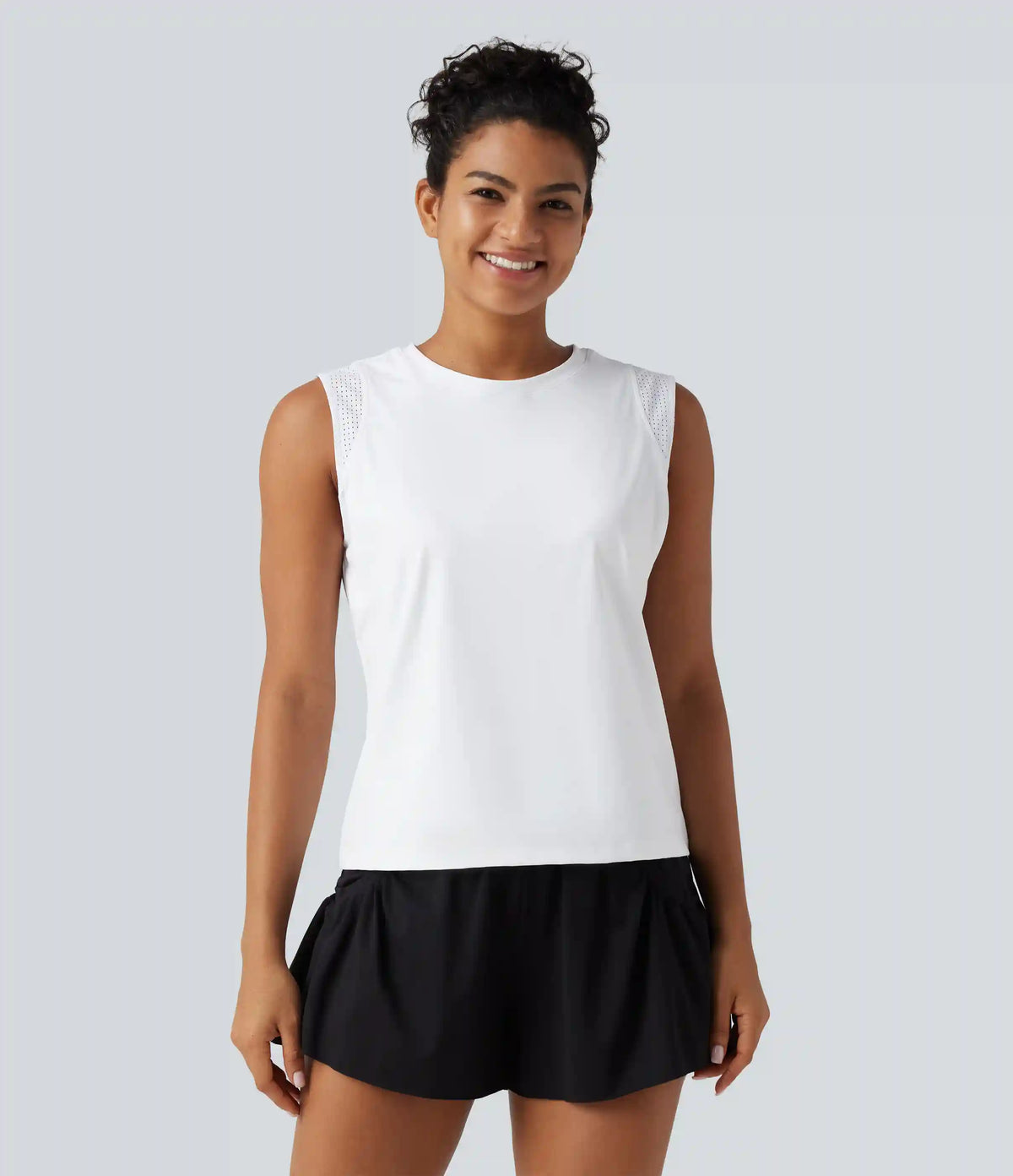 SoftlyZero™ Airy Round Neck Contrast Breathable Mesh InstantCool Running Tank Top