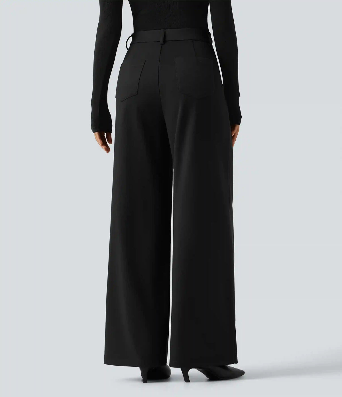 High Waisted Wide Leg Work Pants with Pockets