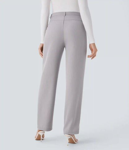 High Waisted Pocket Straight Leg Work Pants