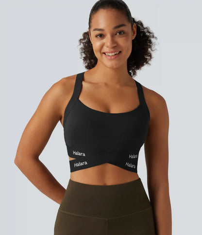 Halara UltraSculpt™ Medium Support U Neck Crossover Training Sports Bra with Non-Removable Pad