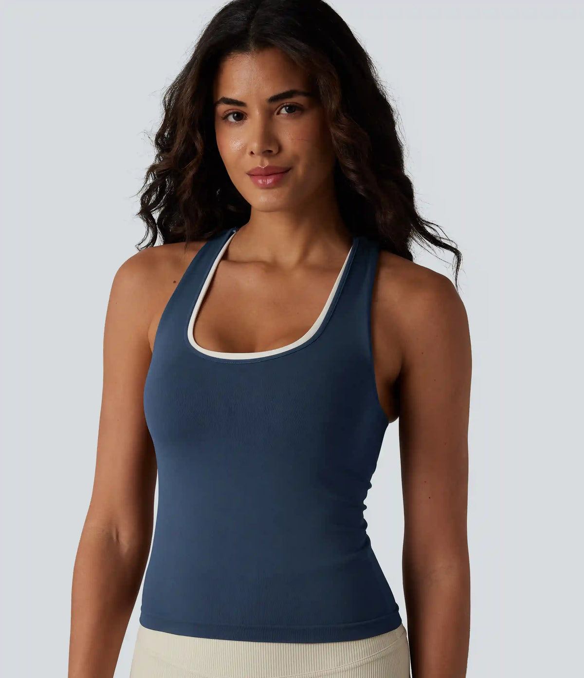 OneForm Seamless Flow U Neck Built-in Bra Color Block Yoga Tank Top
