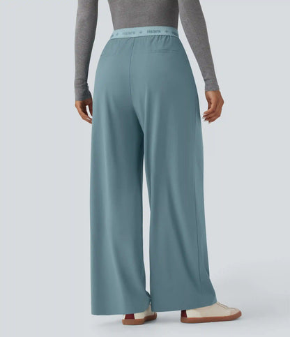 Breezeful™ High Waisted Wide Leg Quick Dry Work Pants with Pockets