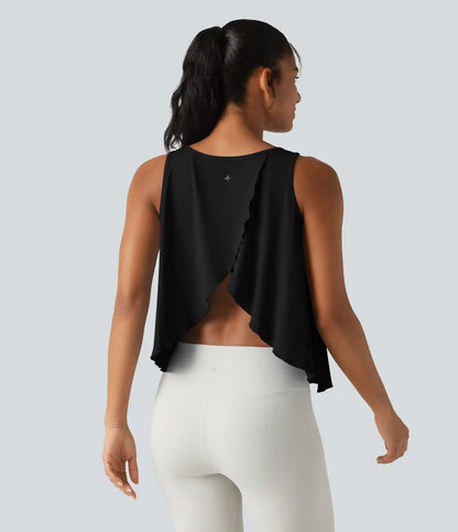 SoftlyZero™ QuickDry Crossover Flounce Hem Relaxed Yoga Tank Top