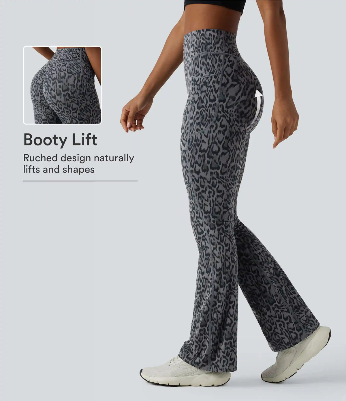 Halara UltraSculpt™ Leopard Print High Waisted Scrunch Butt Lifting Tummy Control Yoga Bootcut Leggings with Pockets