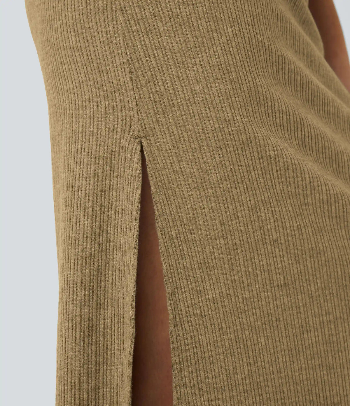 Ribbed High Waisted Hem A Line Maxi Casual Skirt