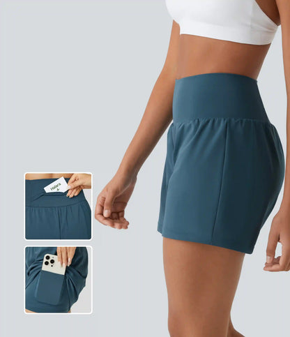 SoftlyZero™ Airy Super High Waisted 2-in-1 InstantCool Yoga Shorts 5'' with Pockets-Longer Length