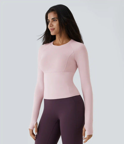 Solid Thumb Hole Yoga Sports Top