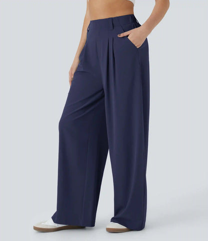 Breezeful™ High Waisted Pocket Wide Leg Baggy Flowy Solid Palazzo Quick Dry Casual Pants