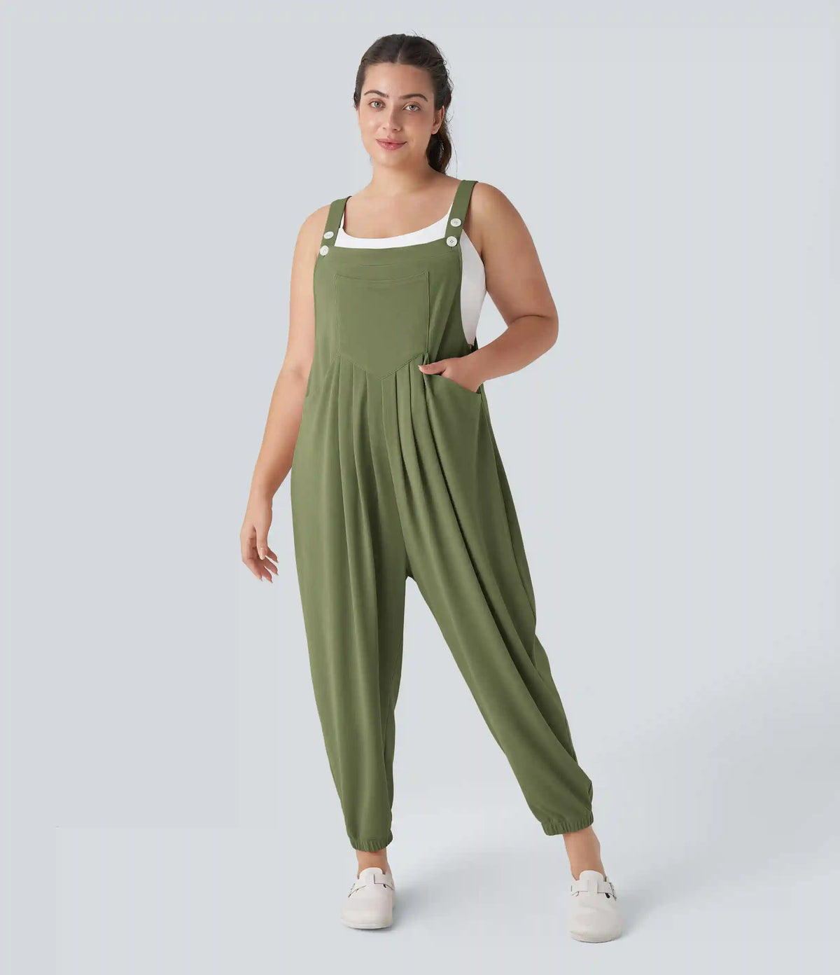 Pockets Waffle Casual Plus Size Jogger Overalls