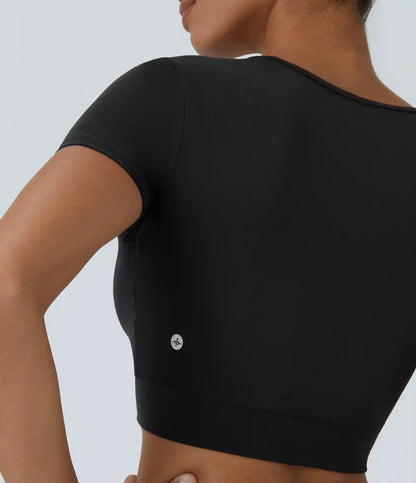 SoftlyZero™ Plush Crossover Hem Cropped Sports Top