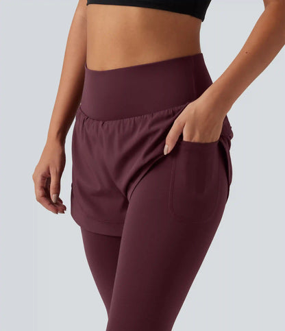 Breezeful™ High Waisted Tummy Control 2-in-1 Quick Dry Running Pants with Pockets