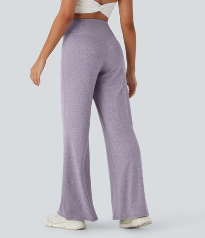 Crossover High Waisted Pocket Wide Leg Yoga Pants