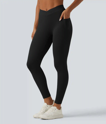 Mid Rise Crossover InstantCool Quick Dry Running Leggings with Pockets
