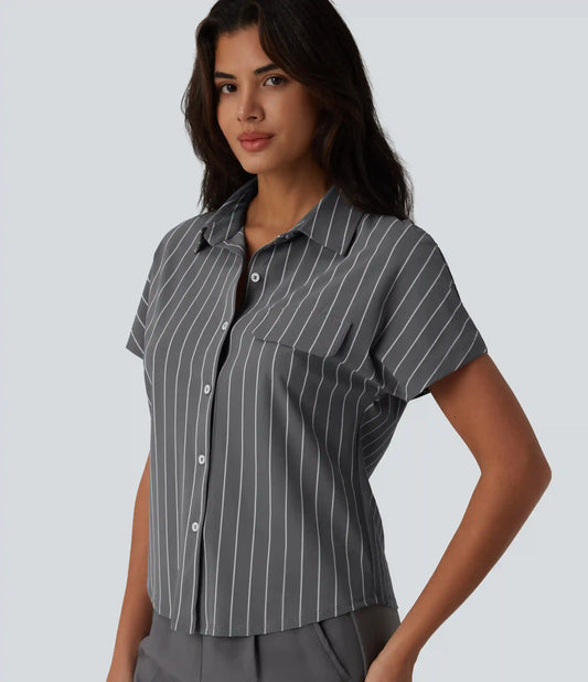 Short Sleeve Stripe Work Shirt