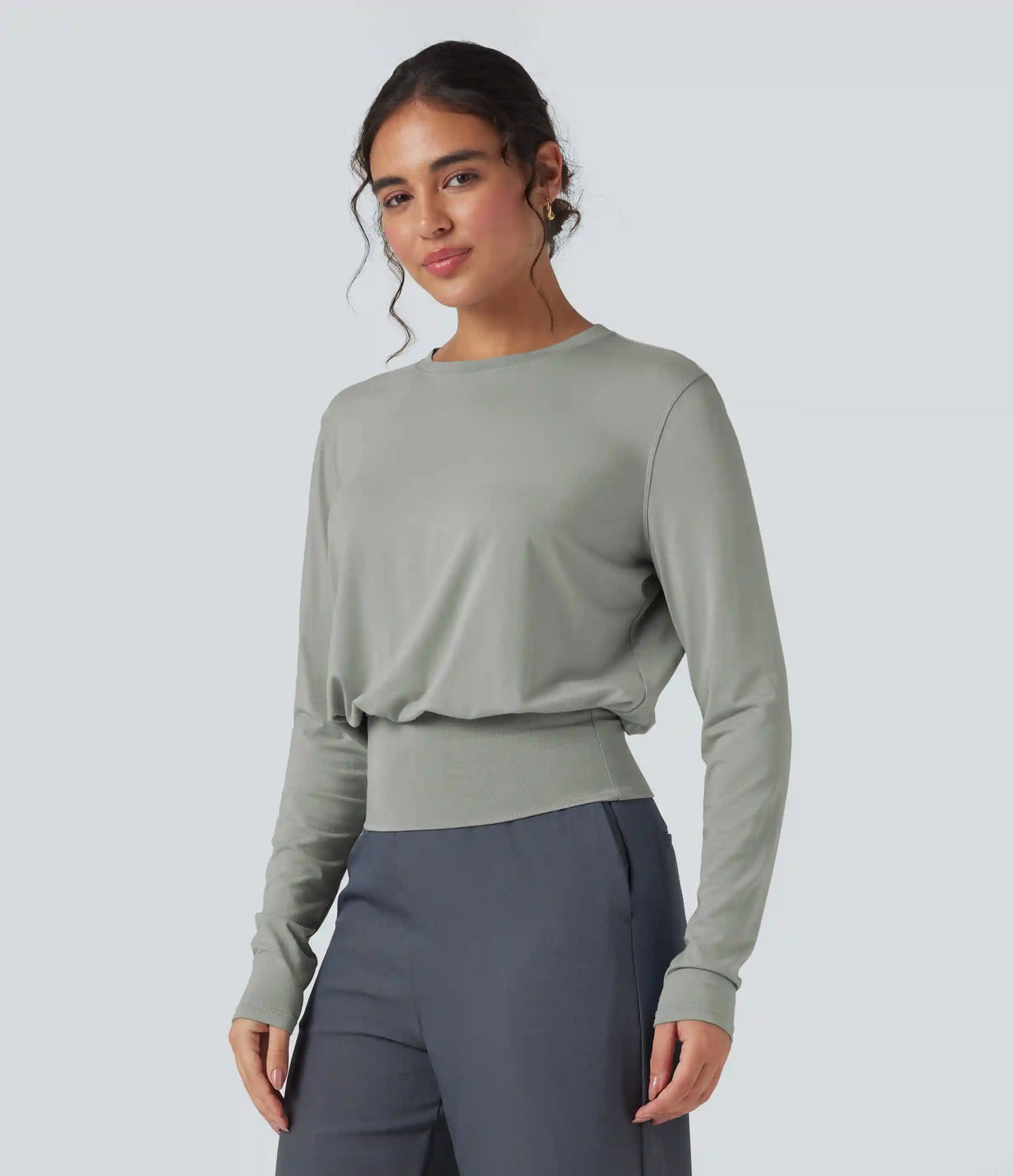 Round Neck Long Sleeve Work Top