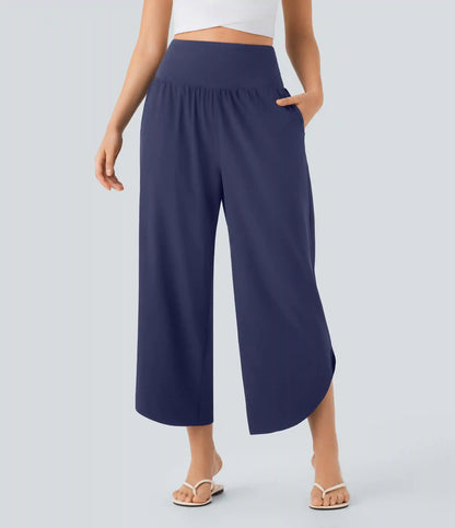 Breezeful™ High Waisted Tummy Control Split Hem Quick Dry Resort Pants with Pockets
