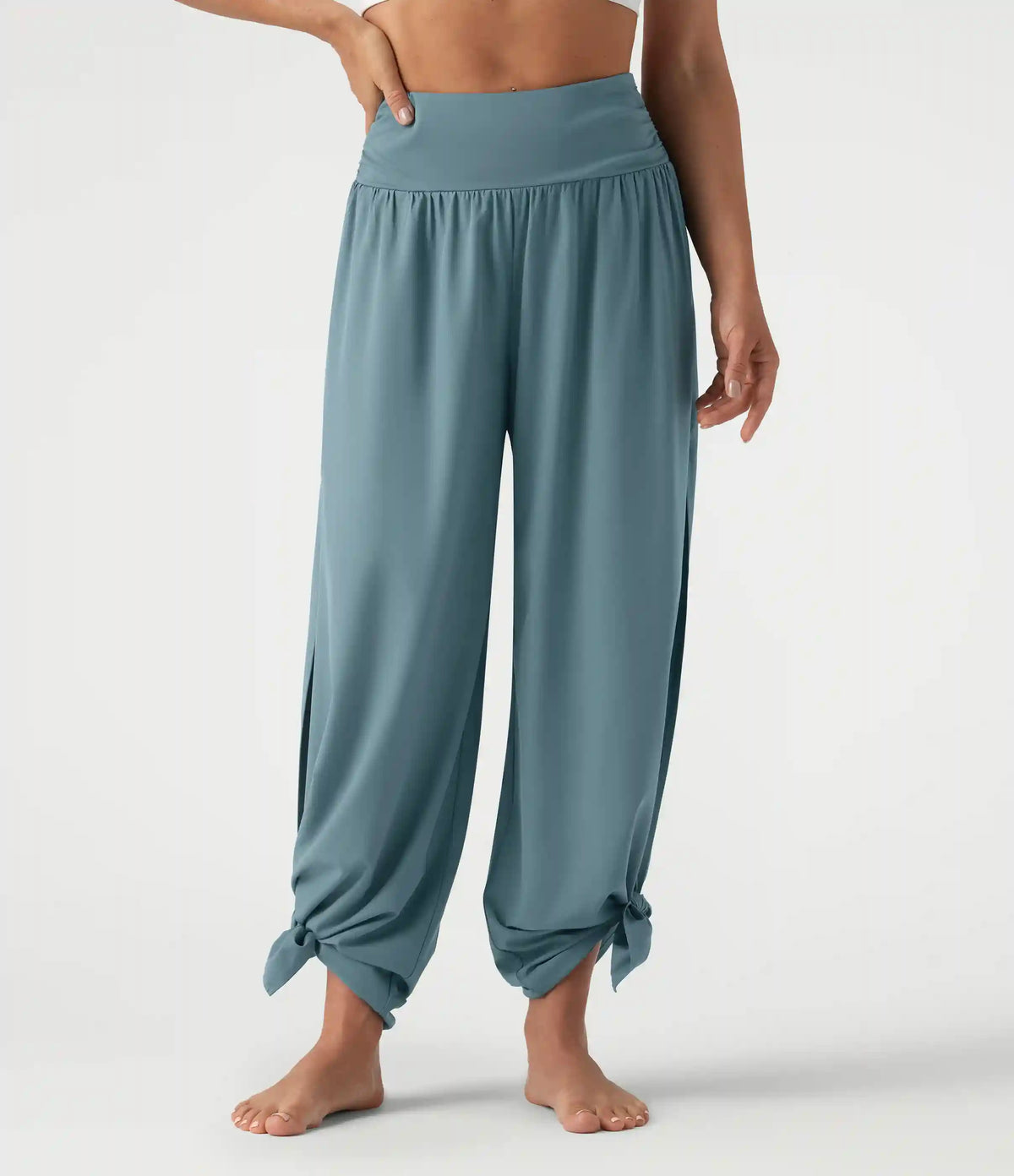 Breezeful™ High Waisted Ruched Split Quick Dry Resort Flowy Pants with Pockets