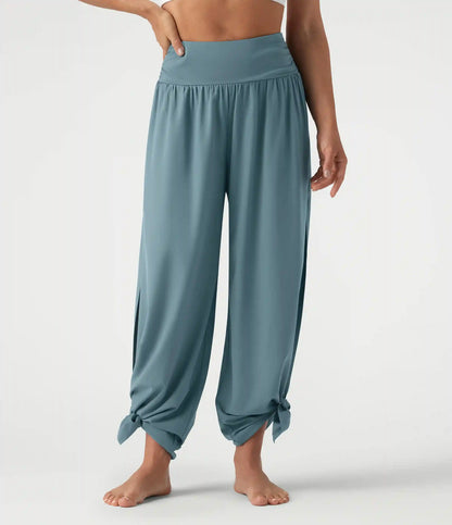 Breezeful™ High Waisted Ruched Split Quick Dry Resort Flowy Pants with Pockets