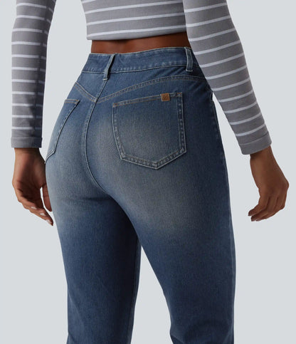 Halara Flex™ High Waisted Rolled Hem Casaul Slim Jeans with Pockets